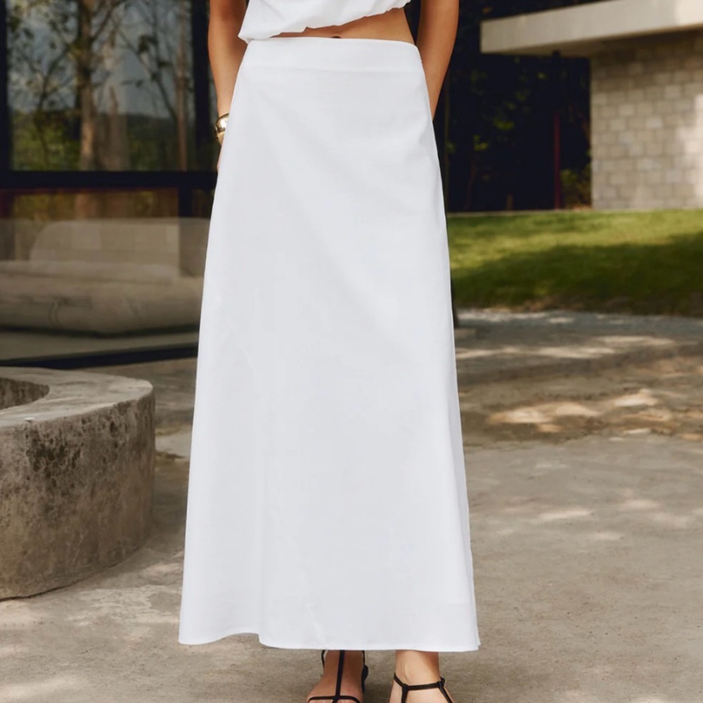 Commense Cotton & Linen Solid Maxi Skirt - NWT, XSmall, White